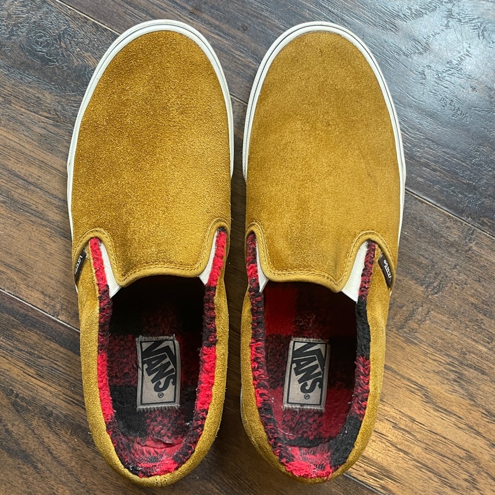 Vans Classic Slip On Cozy Suede Buffalo Check Sherpa Lining 9.5 M / 11 W - Picture 3 of 12
